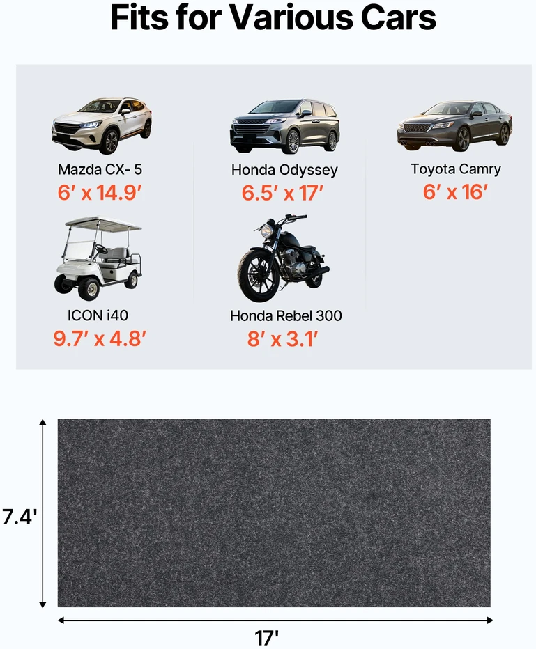 Neslystantis garažo kilimėlis automobiliui 2235x5182x2.4mm. vandeniui atsparus. TPE pagrindas