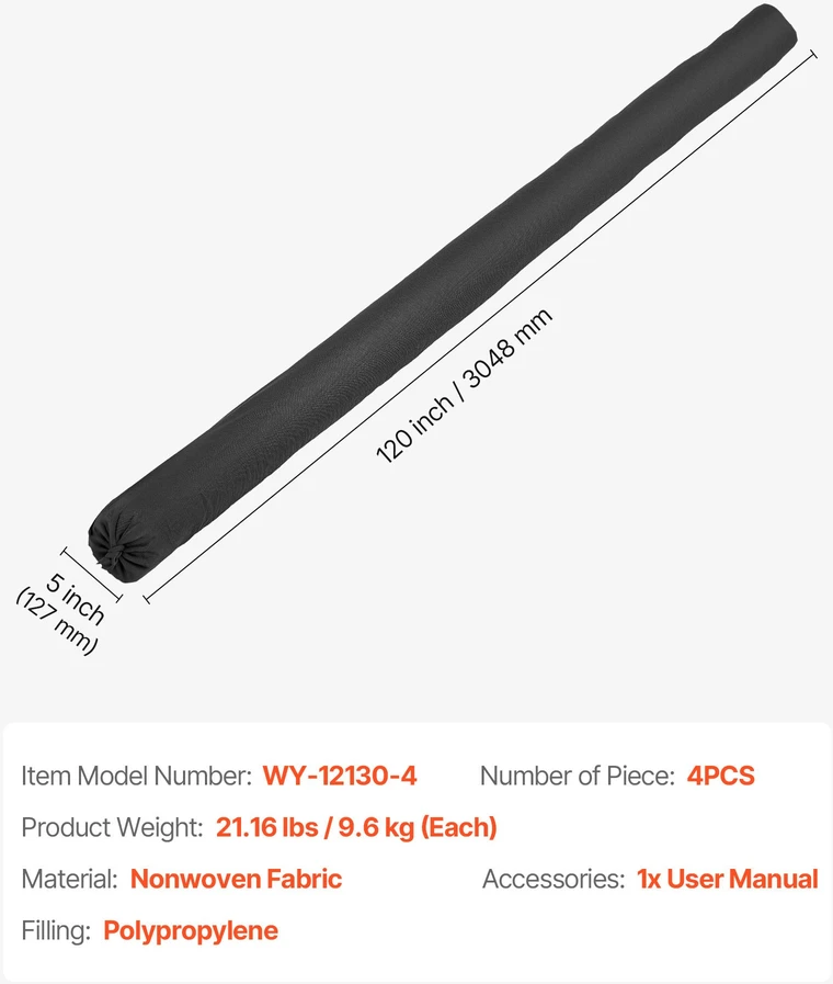 Nuosėdų filtravimo maišas. 12.7 cm x 3 m. 4 vnt.. polipropilenas