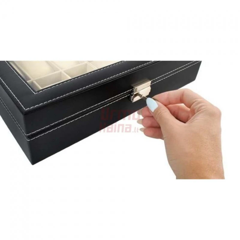 Odinė laikrodžių ir akinių dėžutė 9 skyriai
