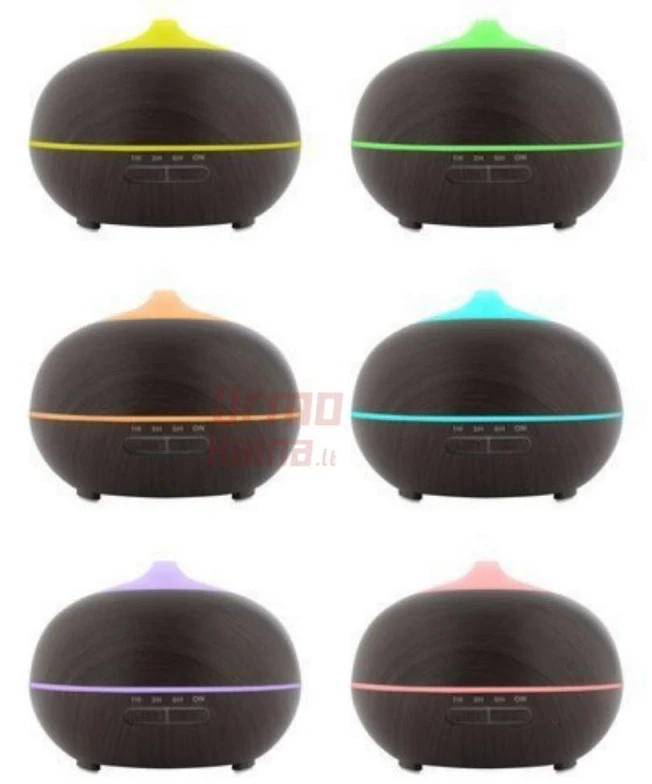 Oro drėkintuvas difuzorius + 3 eteriniai aliejai IT2 400 ml USB rudas