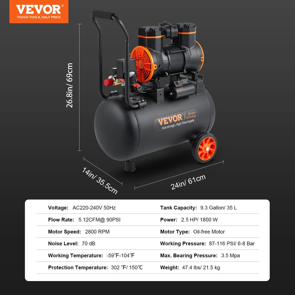 Oro kompresorius 35 L be alyvos 1800W