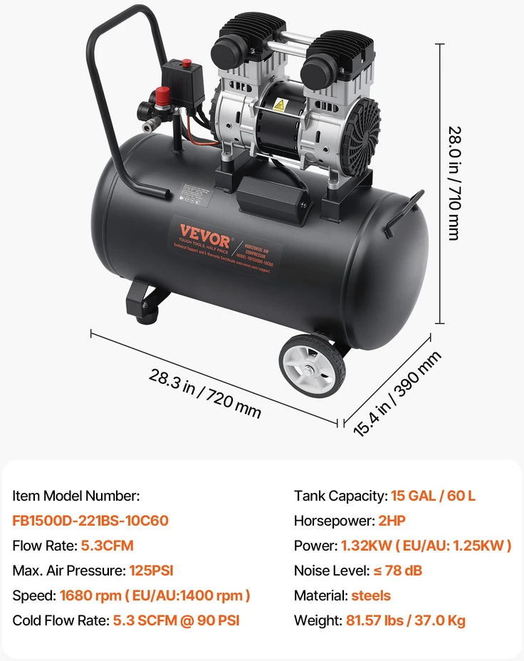 Oro kompresorius 60 L be alyvos ?W