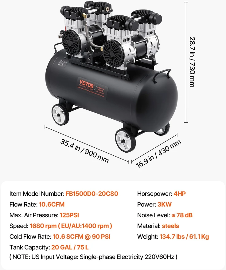 Oro kompresorius 75 L be alyvos ?W