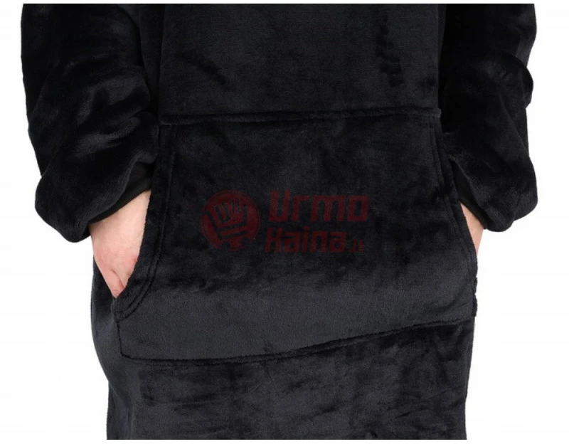 Oversize XXL minkštas džemperis - pledas juodas 2in1