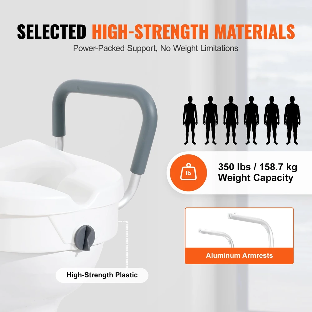 Pakeliama WC sėdynė 435x535x340 mm. pakėlimo aukštis 127 mm. apkrova iki 158.7kg