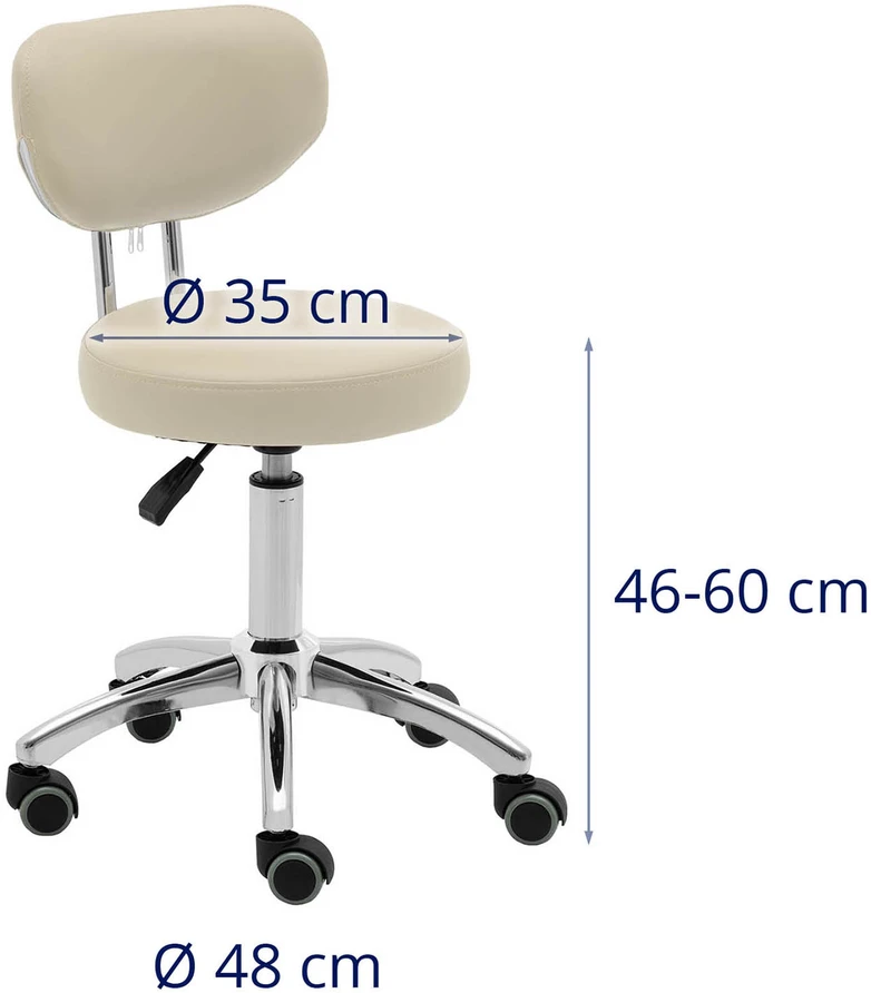 Pasukama kosmetinė kėdė su atlošu ant ratukų 46-60 cm ASCONA - tamsiai smėlio spalvos