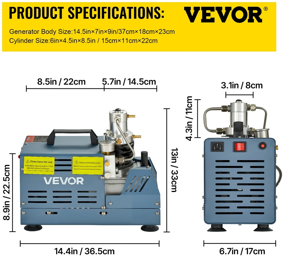 PCP oro kompresorius 1800W slėgis 4500 PSI