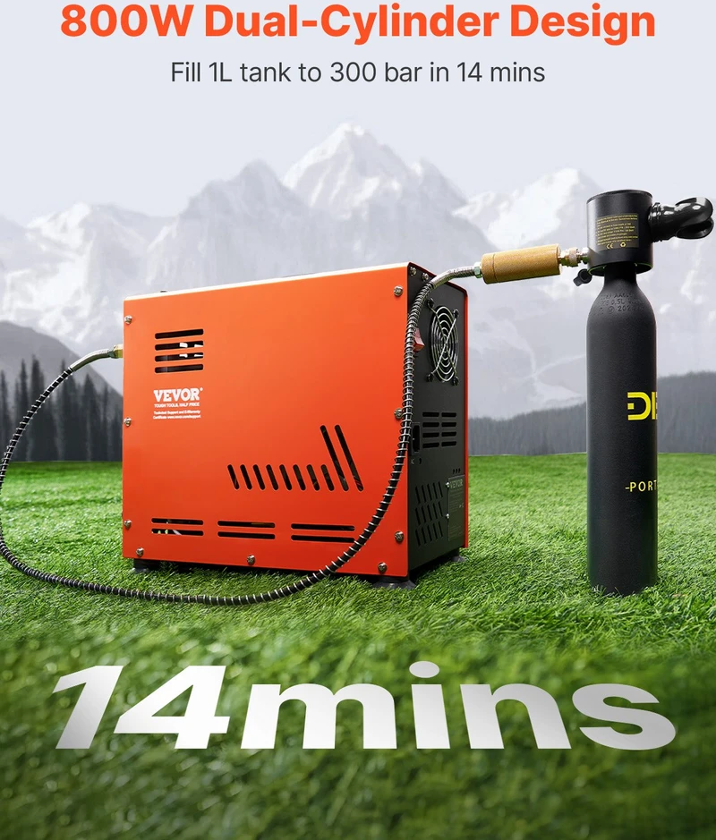 PCP oro kompresorius 800W slėgis 30 MPa