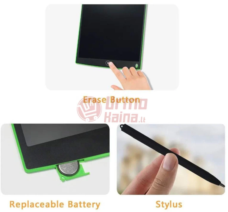 Piešimo planšetė su rašikliu PP12 LCD juodos spalvos