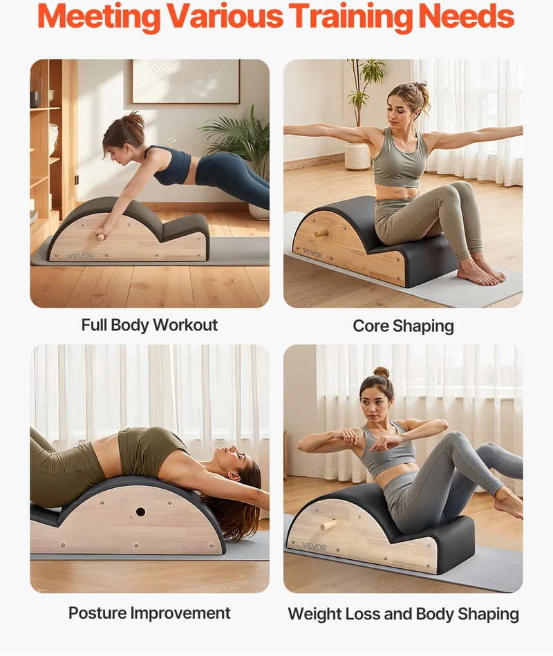 Pilates stuburo korektorius. guminio medžio. pusiausvyros ir stiprinimo pratimams