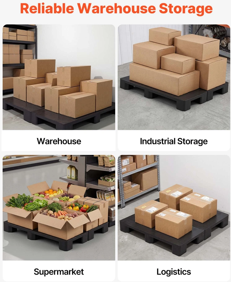 Plastikinės paletės. 2 vnt.. laikomoji galia 1000 kg. 100 x 50 x 13.6 cm. juodos