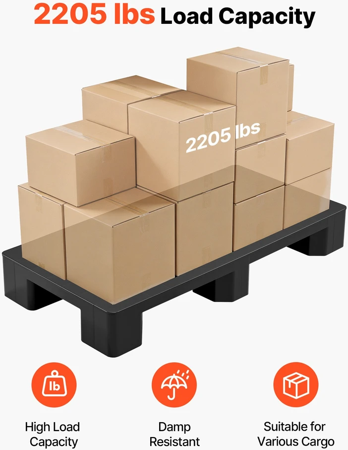 Plastikinis padėklas. vandeniui atsparus. iki 1000 kg. 100x50x13.6 cm. juodas