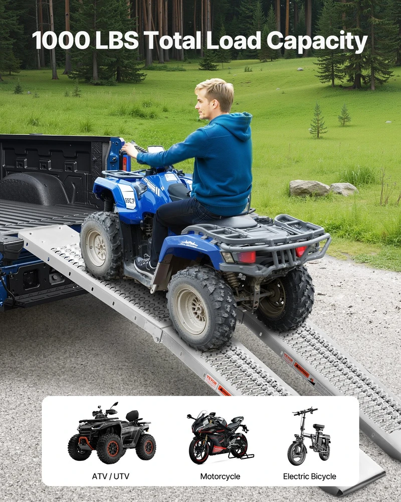 Plieninės rampos. 2 vnt.. keliamoji galia 453.6kg. tinka ATV. UTV. motociklams