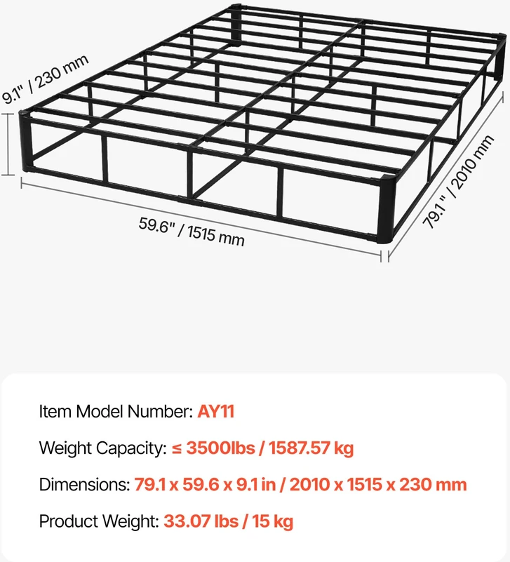 Lova Plieninis lovos tinklo pagrindas. iki 1587 kg. 2010x1515x230 mm