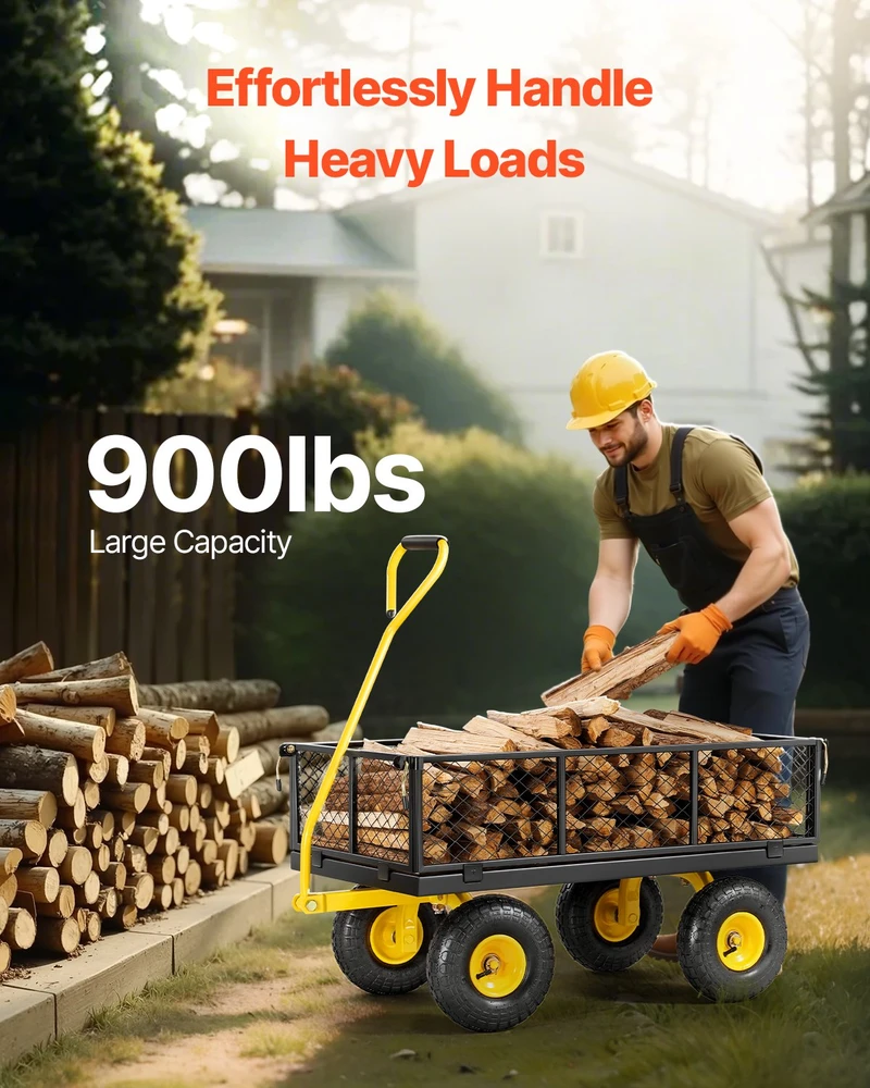 Plieninis sodo vežimėlis su ratais apkrova 40823 kg tempiamas