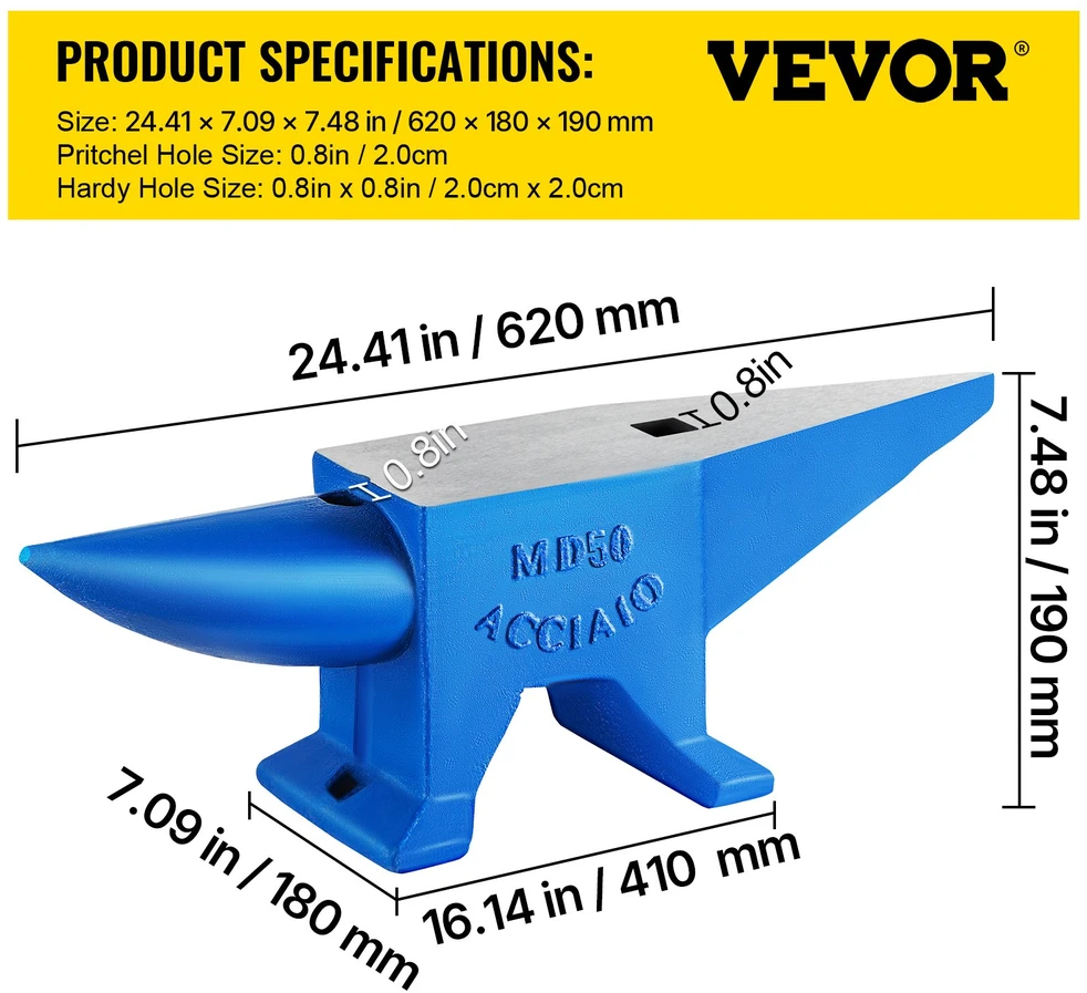 Plieno kalvio priekalas 50 kg mėlynas