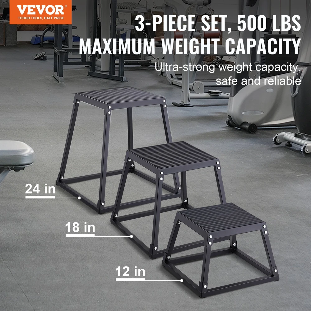 Pliometrinė dėžė. 3 vnt. komplektas 305/458/609 mm. keliamoji galia 227 kg