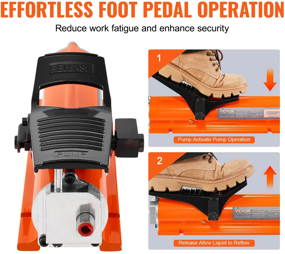 Pneumatinis hidraulinis siurblys su pedalu. 703 kgf/cm². 0.69 l bakas