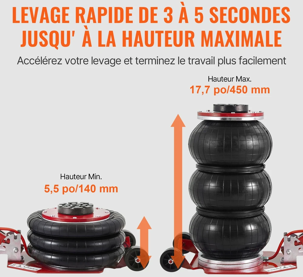 Pneumatinis oro pagalvės keltuvas 3T/6600 lbs su reguliuojama rankena raudonas