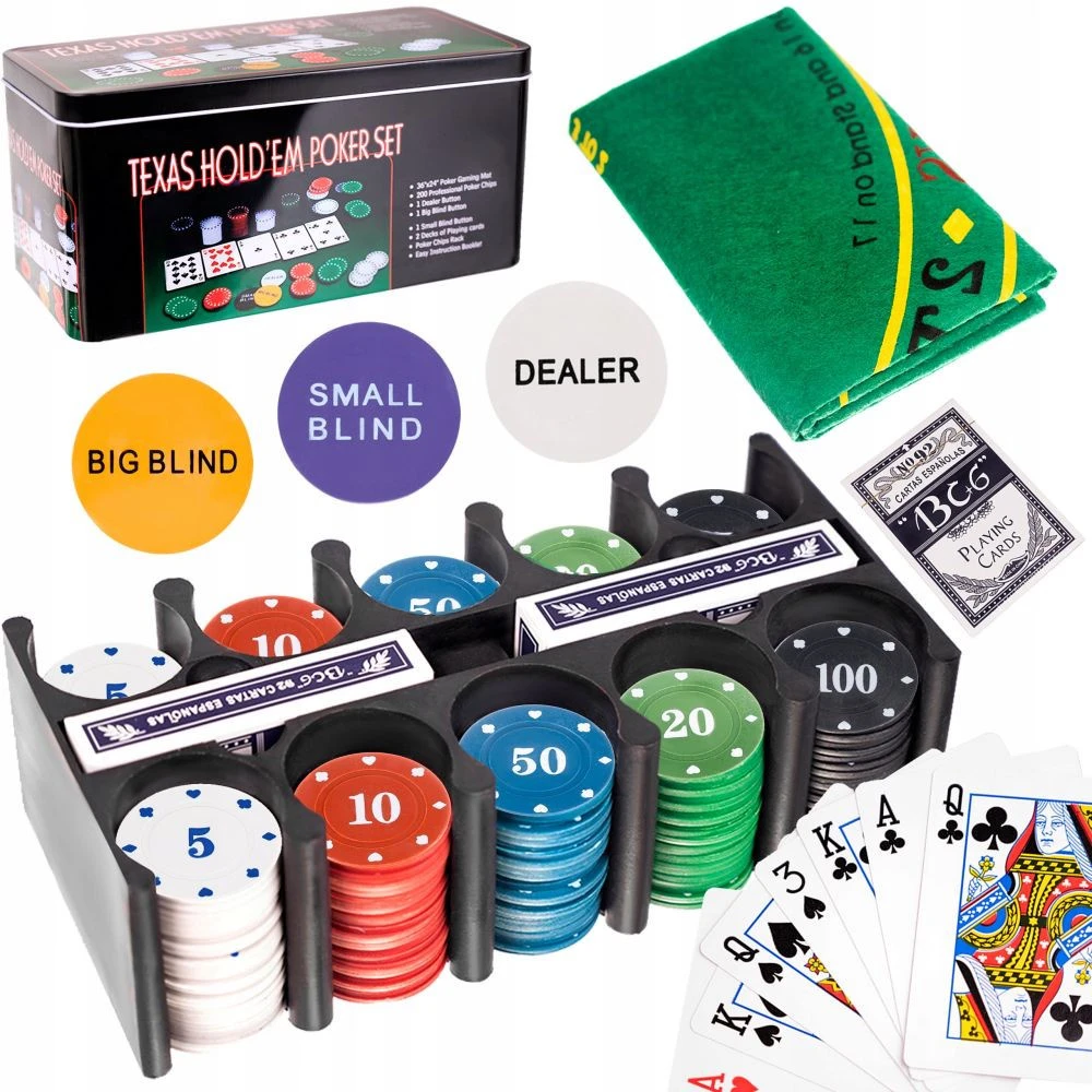 Pokerio rinkinys dėžutėje BERIMAX R4P-2CJFD 200 žetonų