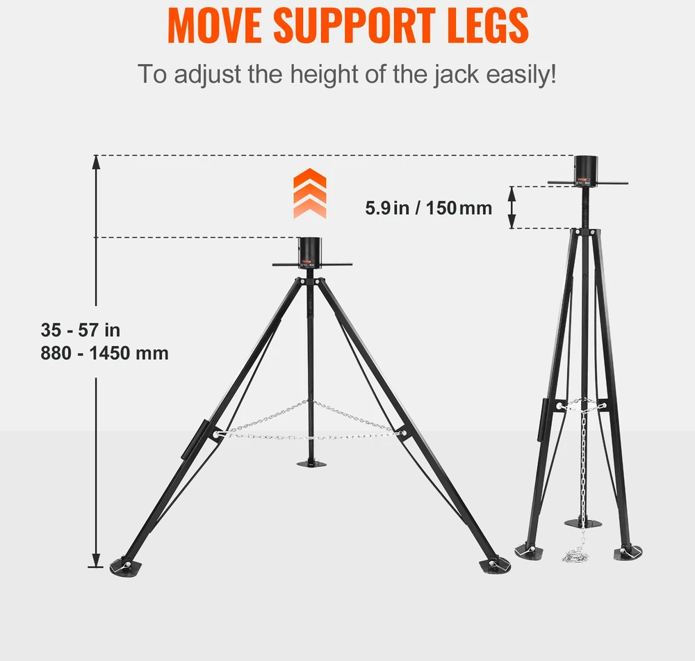 Priekabos atramos stabilizatorius. keliamoji galia iki 2.27t. plienas. aukštis 880-1450mm
