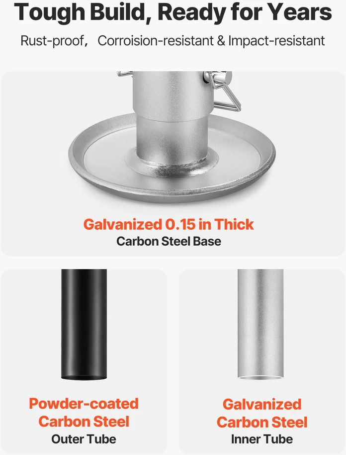Priekabos domkratas su A formos rėmu. keliamoji galia 2267 kg. eiga 381 mm