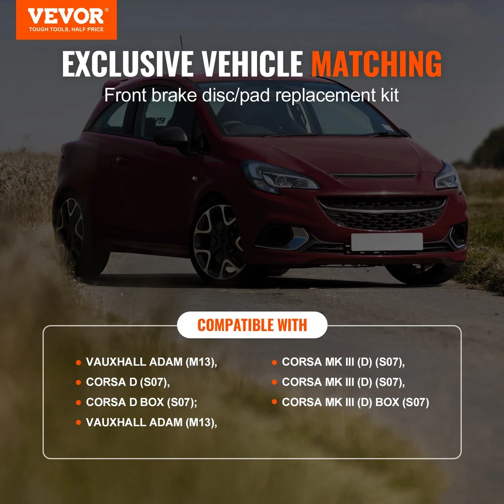 Priekinių stabdžių komplektas 257.2 mm diskams. Vauxhall Adam/Corsa D. keramikinis