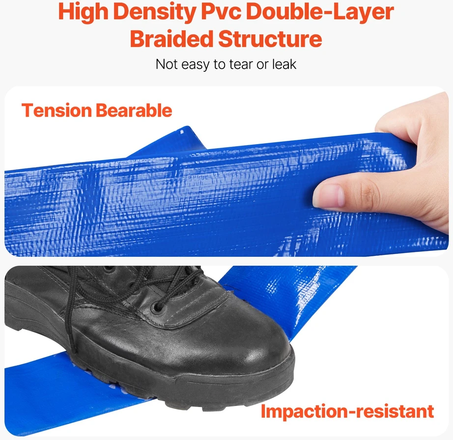 Priešplūdinė žarna 5080 mm x 3048 m mėlyna su gnybtais camlock ir aliuminio jungtimis