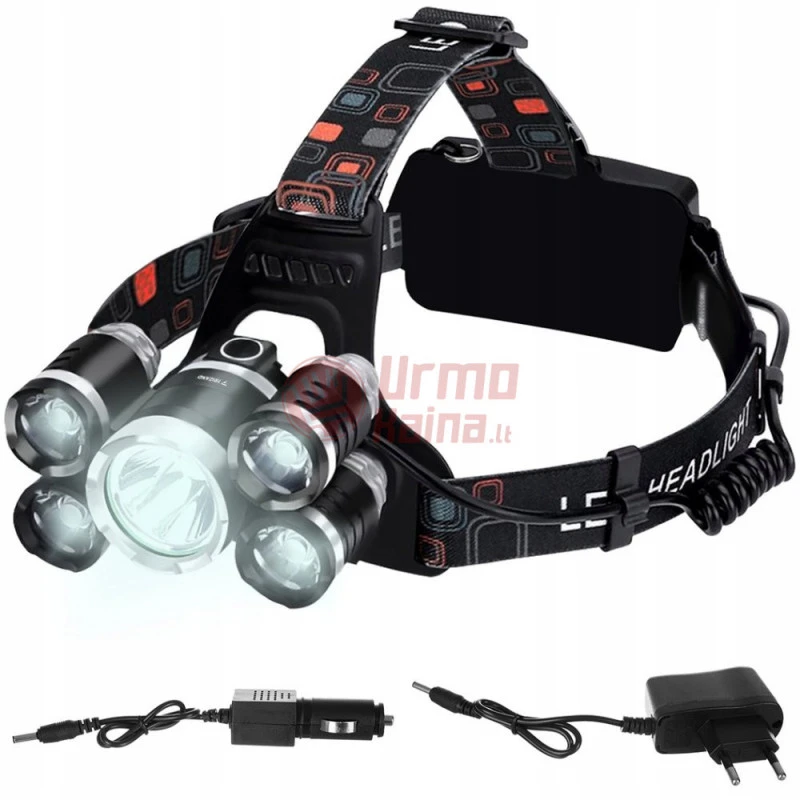 Prožektorius ant galvos 5 x LED T6 CREE