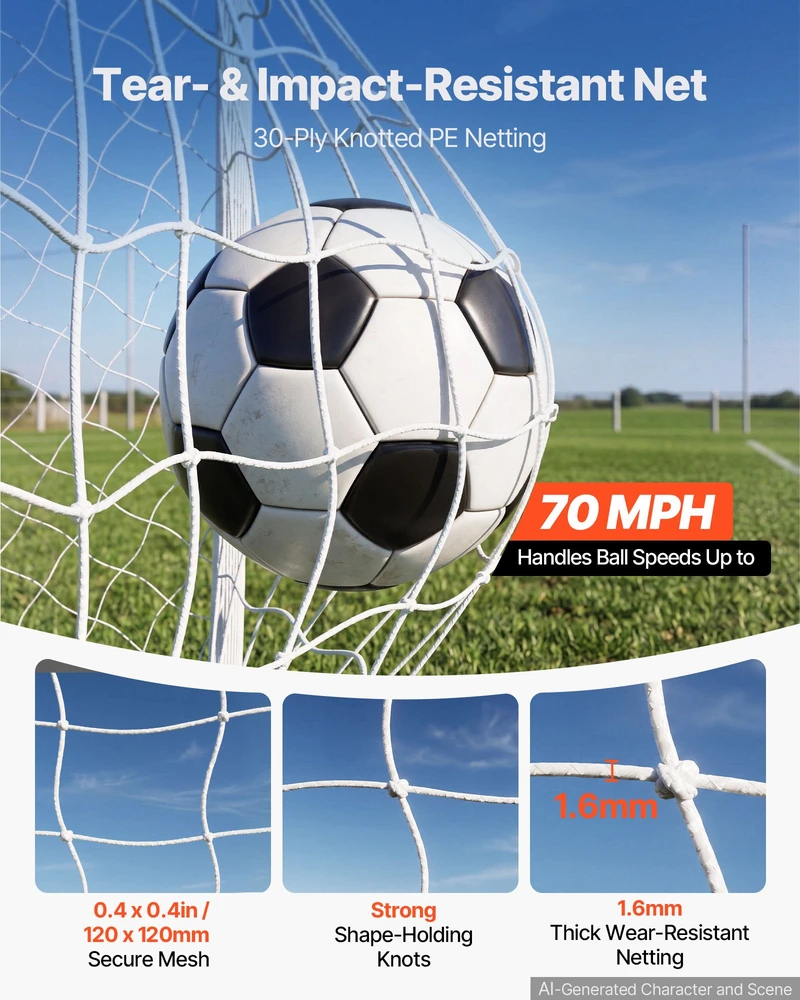PVC futbolo vartai lauko treniruotėms. 3.65 x 1.82 m. PE tinklas. atsparūs orų sąlygoms. sodo treniruotėms