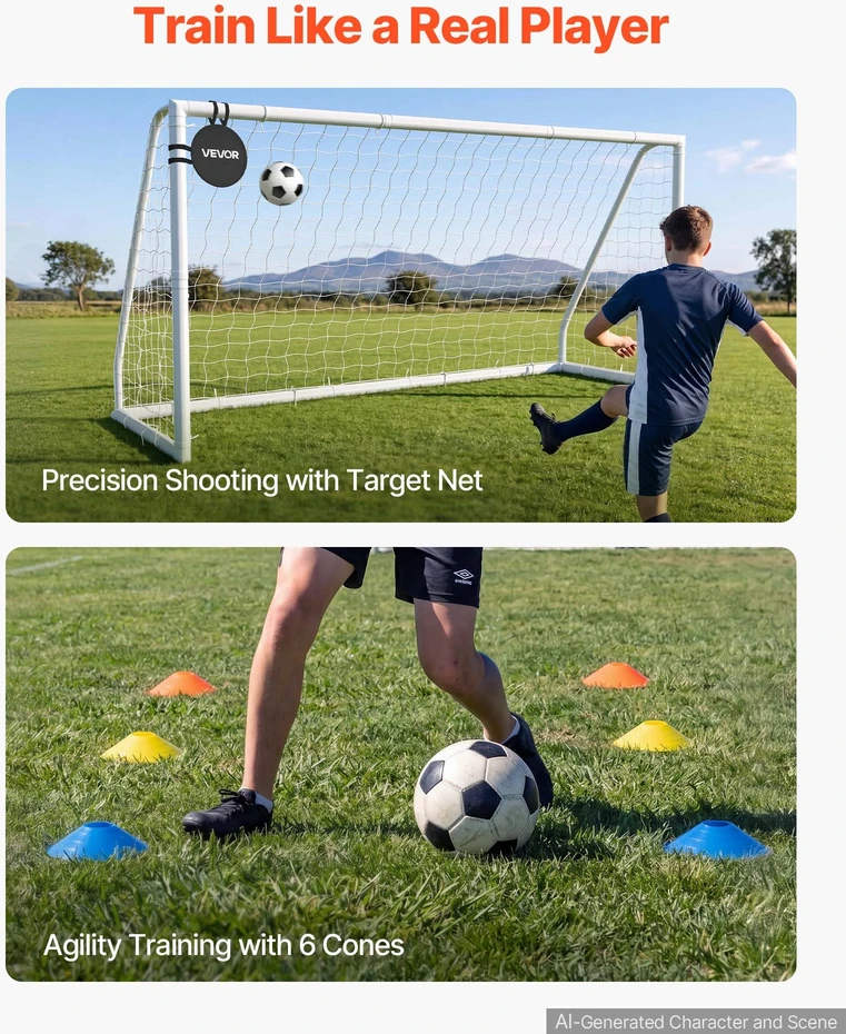 PVC futbolo vartai lauko treniruotėms. 3.65 x 1.82 m. PE tinklas. atsparūs orų sąlygoms. sodo treniruotėms