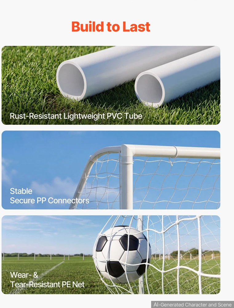 PVC futbolo vartai lauko treniruotėms. 3.65 x 1.82 m. PE tinklas. atsparūs orų sąlygoms. sodo treniruotėms