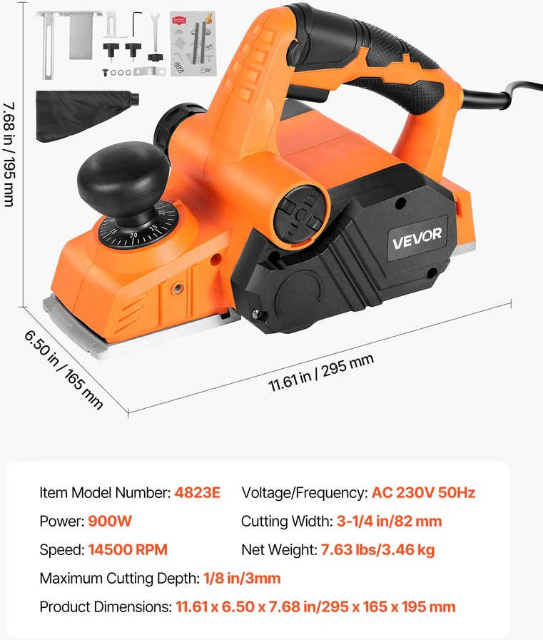 Rankinis elektrinis medžio oblius pjovimo plotis 82mm