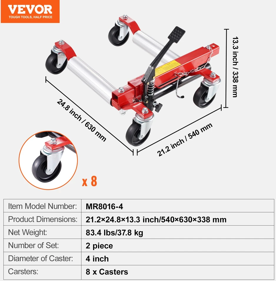 Ratlankių vežimėlis su hidrauliniu keltuvu 360° ratukai apkrova 68038 kg kiekvienam 2 vnt.