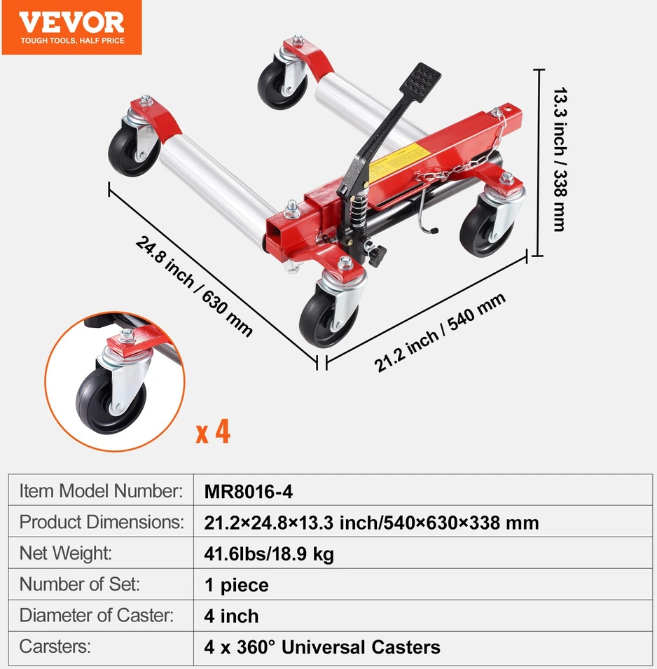Ratlankių vežimėlis su hidrauliniu keltuvu 360° ratukai apkrova 68038 kg 1 vnt.