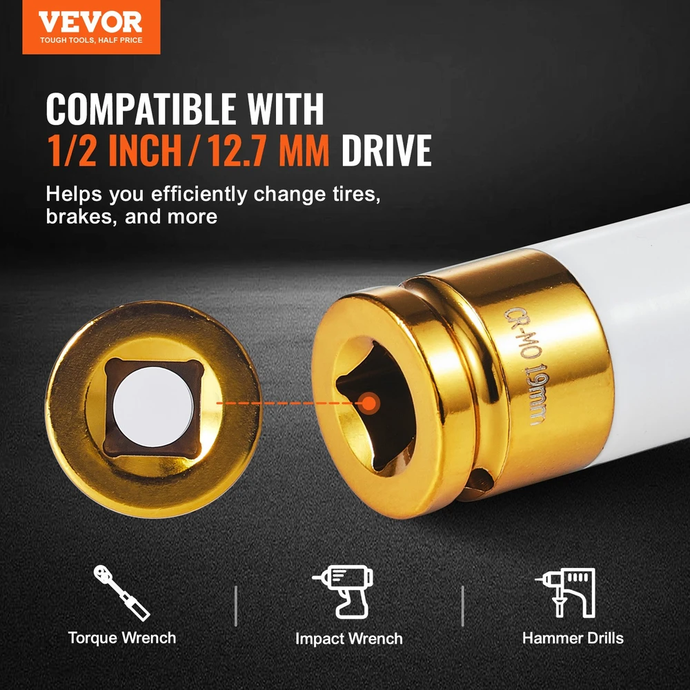 Rato veržlių galvučių komplektas 127 mm 6 briaunų 7 dydžiai (17-27 mm) Cr-Mo