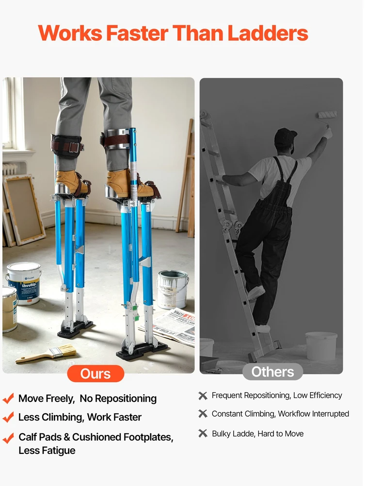 Reguliuojami kojūkai tinkuotojams, 61,5-102,3 cm, aliuminis, iki 103 kg