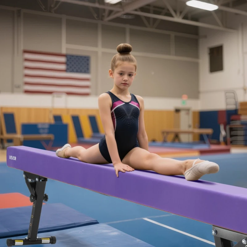 Reguliuojamo aukščio gimnastikos bumas vaikams 2.4 m violetinis