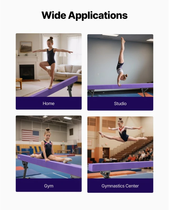 Reguliuojamo aukščio gimnastikos bumas vaikams 2.4 m violetinis