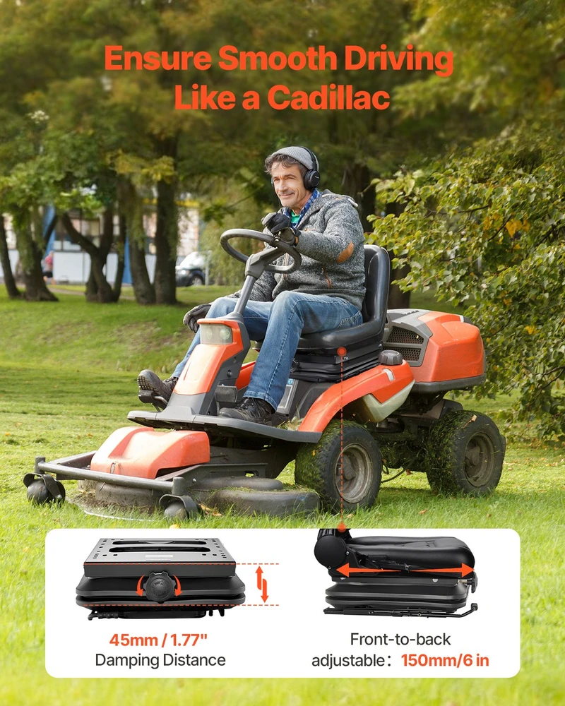 Sėdynės pakabos rinkinys su slankiojančiu bėgeliu. pneumatinė. reguliuojama 150 mm. autokrautuvams. juoda