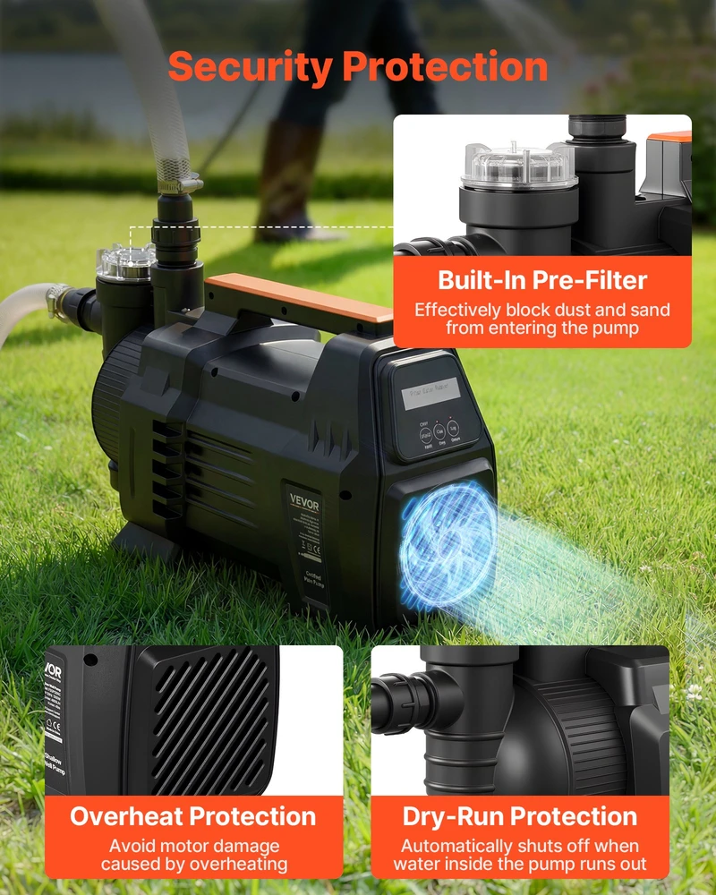Seklaus šulinio srautinis siurblys 1300W. 4800 l/h. siurbimo aukštis 8 m. LCD ekranas