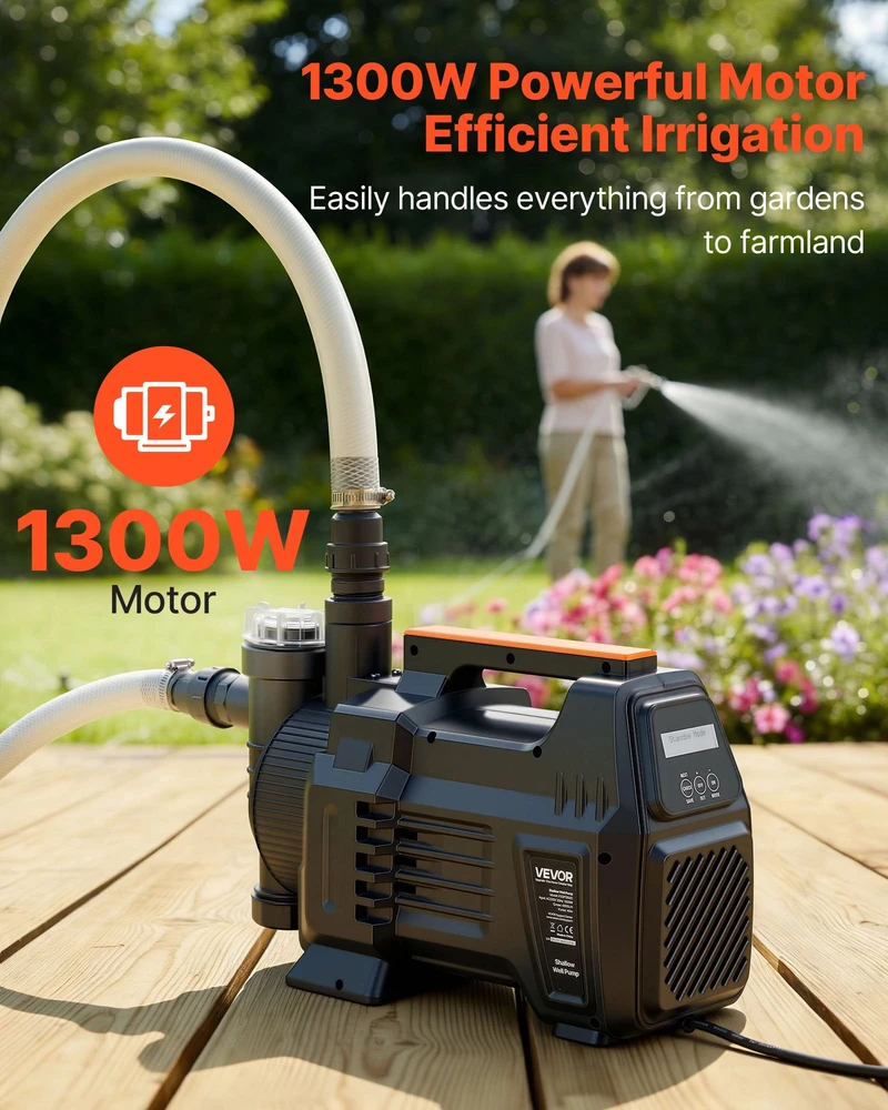 Seklaus šulinio srautinis siurblys 1300W. 4800 l/h. siurbimo aukštis 8 m. LCD ekranas