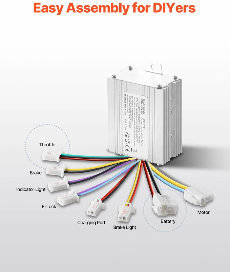 Šepetėlinio nuolatinės srovės variklio rinkinys. 450 W. 36 V. 3000 aps/min. el. dviračiams. motoroleriams