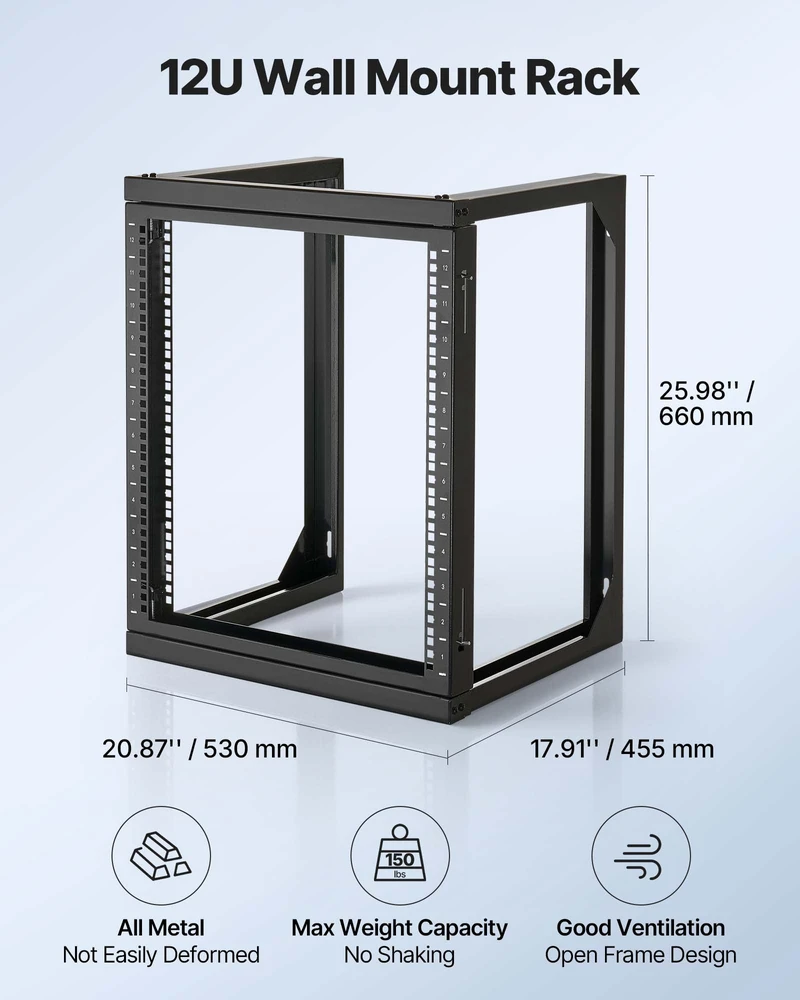 Sieninis serverio stovas 12U. keliamoji galia 68 kg