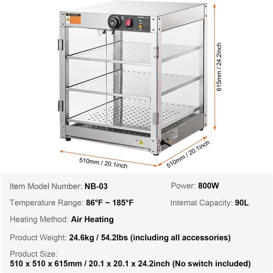 Šildomas bufetas 800 W talpa 90 l