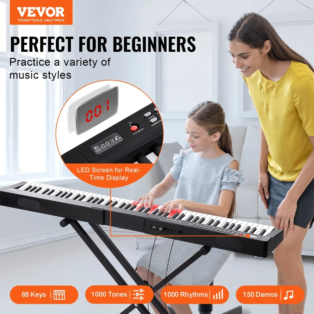 Skaitmeninė klaviatūra. 88 pusiau svertiniai klavišai. reguliuojamas stovas. Bluetooth. MIDI. USB