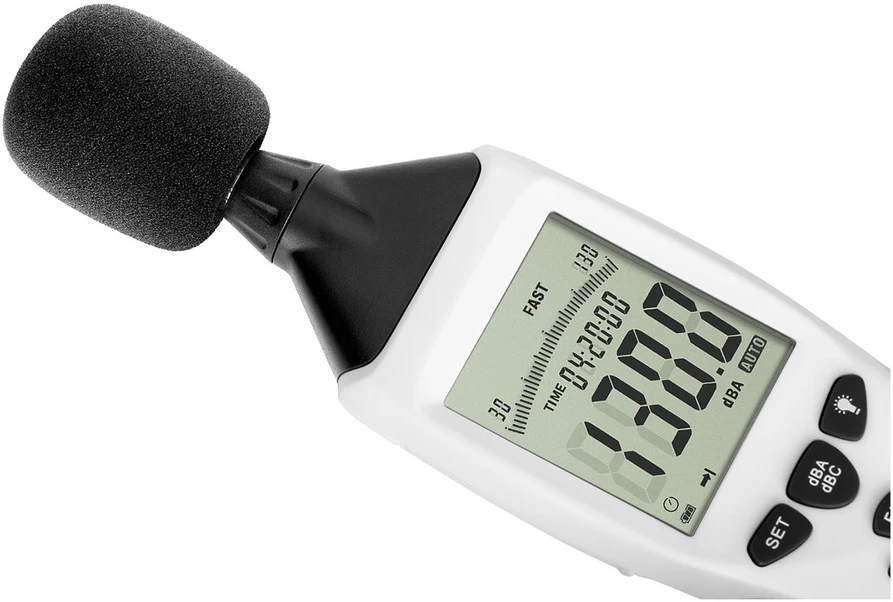 Skaitmeninis garso lygio matuoklis 30-130 dB juoda/balta