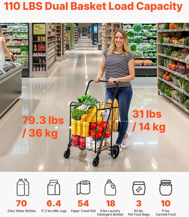 Skalbinių vežimėlis su ratukais ir krepšiu. apkrova iki 50 kg