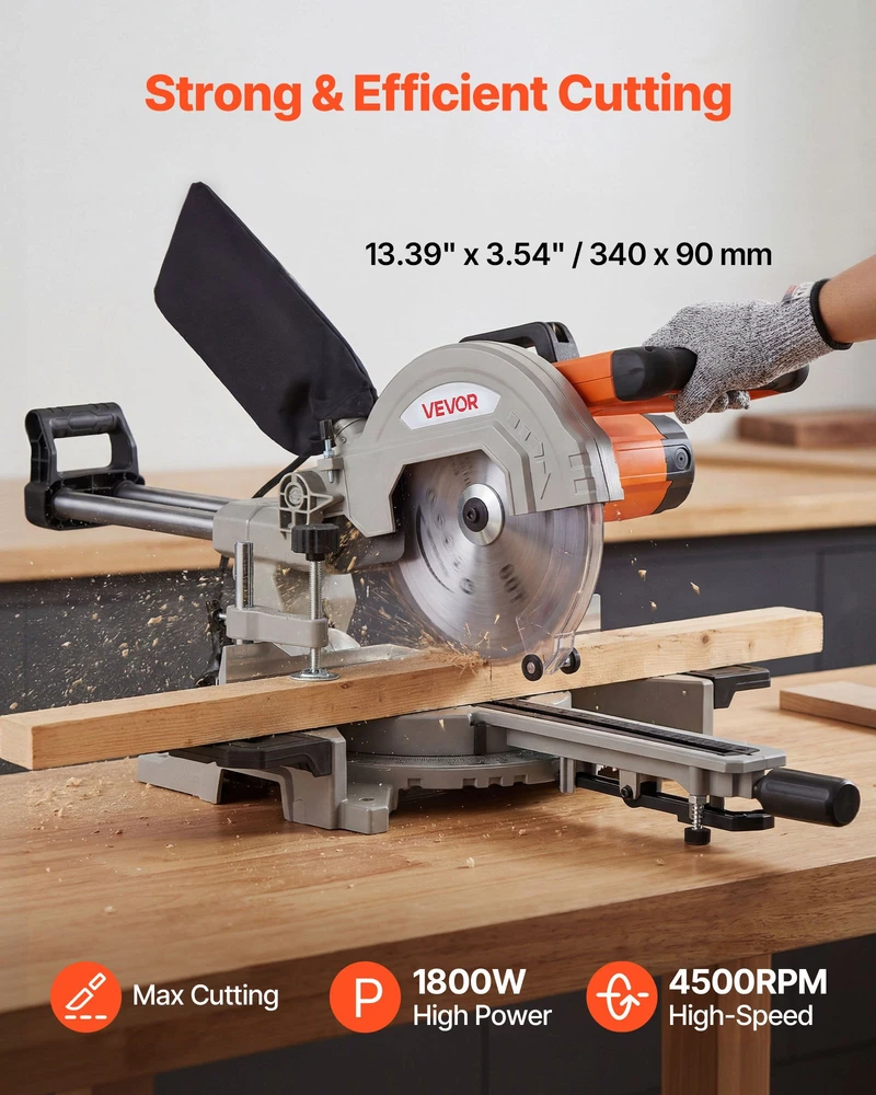 Slankiojantis skersinio/įstrižinio pjovimo pjūklas disko skersmuo 254 mm 1800W