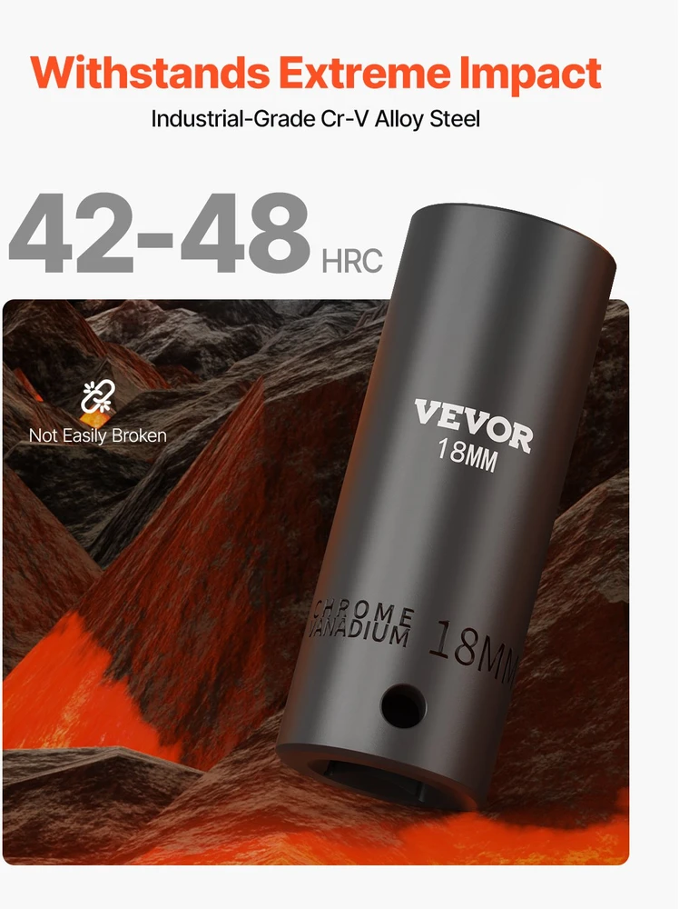 Smūginių galvučių komplektas 127 mm 26 vnt. metrinės 10-36 mm Cr-V plienas